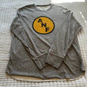 America Needs Farmers ANF Light Grey Sweater Tailgate 100% Cotton Yellow Logo